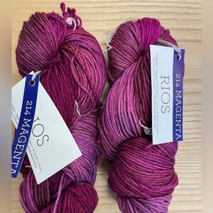 Malabrigo Rios in Magenta Yarn 2 Skein bundle destash
